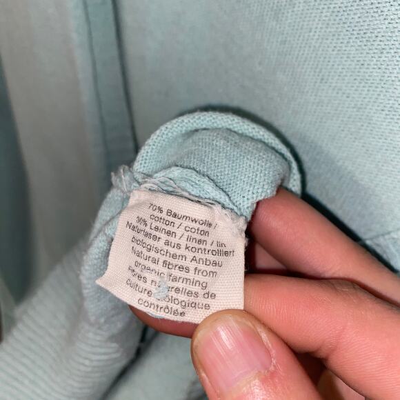 Hessnatur Cotton Linen Light Blue Button Down Cardigan Sweater Womens Size 10/12 - Picture 2 of 5